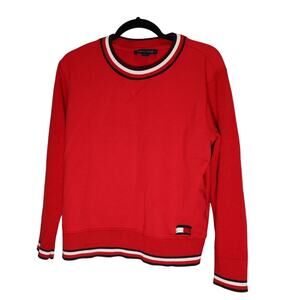 Tommy Hilfiger Red Sweatshirt Sz M Oversized Outdoor Cotton Sweater Nautical EUC